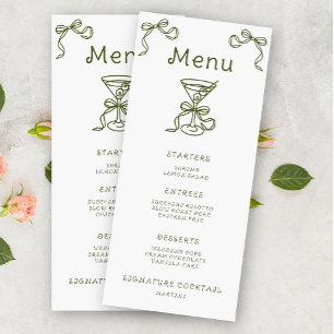 Menu Cardápio do chá de noiva Martini Bow