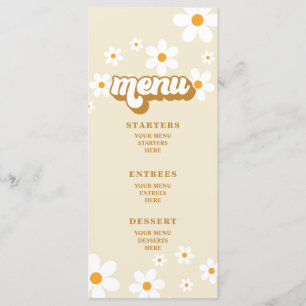 Menu Cardápio do Chá de Noiva Retro Daisy