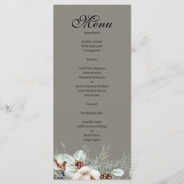 Menu Cardápio do Evento de Vegetação Nevada (Frente)