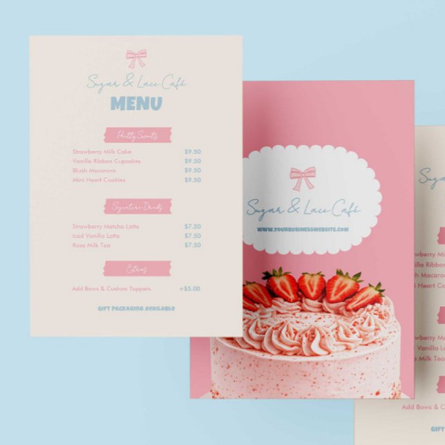 Menu Cardápio do Pink Bow Cafe Padaria Personalizada Pa (Criador carregado)