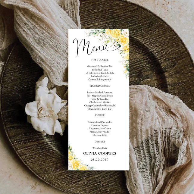 Menu Cardápio Elegante de Chás de Bebê com Flores Amare (Criador carregado)