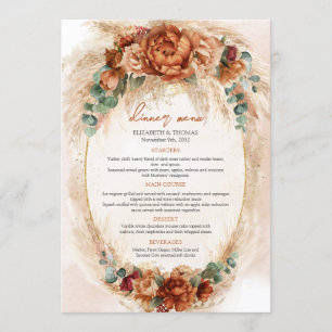 Menu Cardápio Elegante de Cobre e Flores Burgundy