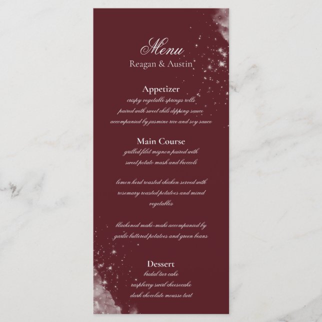 Menu Cardápio Estrela Celestial Borgonha (Frente)