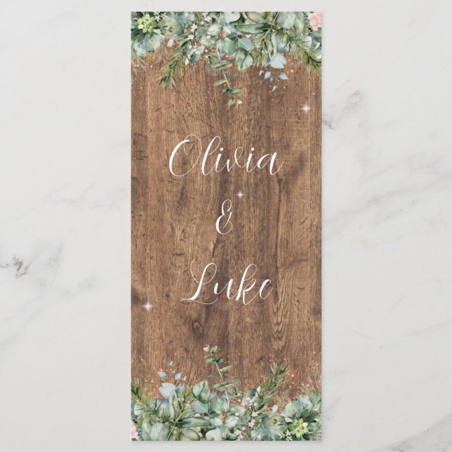 Menu Cardápio Eucalyptus Dusty Rose | Greenery Floral (Frente)
