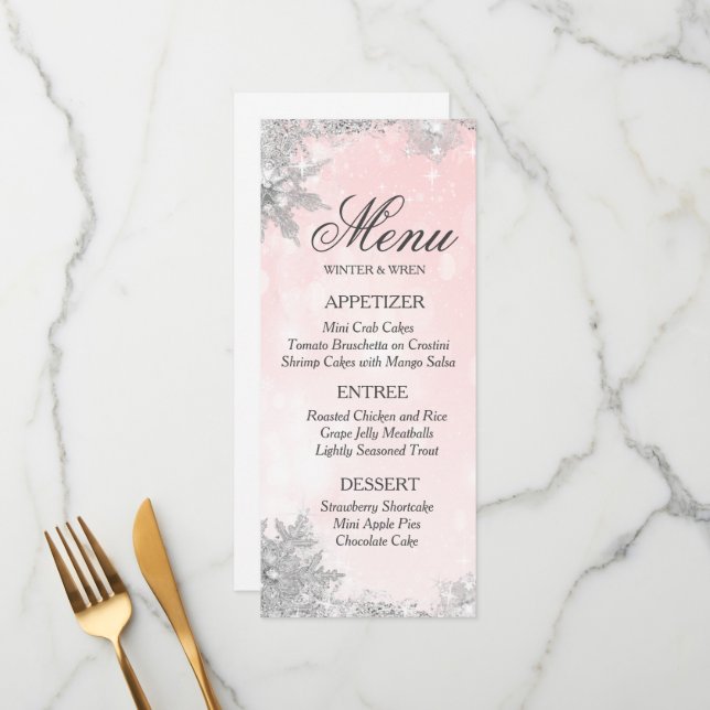 Menu Cardápio Floco de Neve Geado de Inverno (Frente/Verso In Situ)