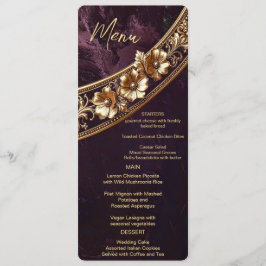 Menu Cardápio Floral Dourado Ornamentado