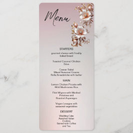 Menu Cardápio Floral Rosa Decorativo
