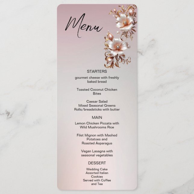 Menu Cardápio Floral Rosa Decorativo (Frente)