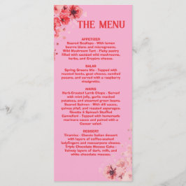 Menu Cardápio Floral Rosa Romântico Vermelho , Cardápio