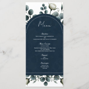 Menu Cardápio Floral Verde Moderno Azul Escuro e Branco