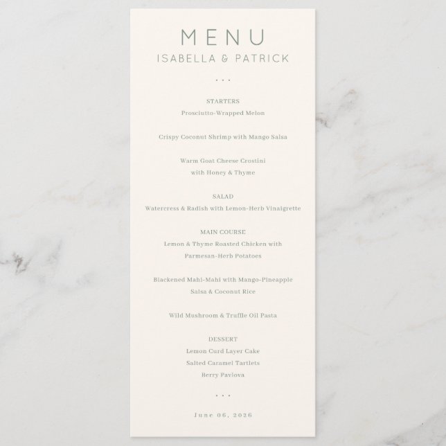 Menu Cardápio Formal Creme Elegante (Frente)