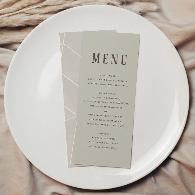 Menu Cardápio Geométrico de Gala em Aquarela Creme (Creme Watercolor Geometric Gala Menu)