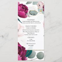 Cardápio Glam Floral Jardim de Peônia Rosa Eucalip