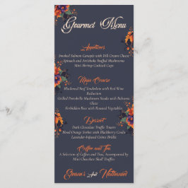 Menu Cardápio gourmet simples Elegant Gothic 3D Floral