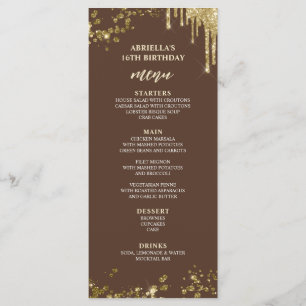 Menu Cardápio Marrom e Dourado Elegante e Divertido