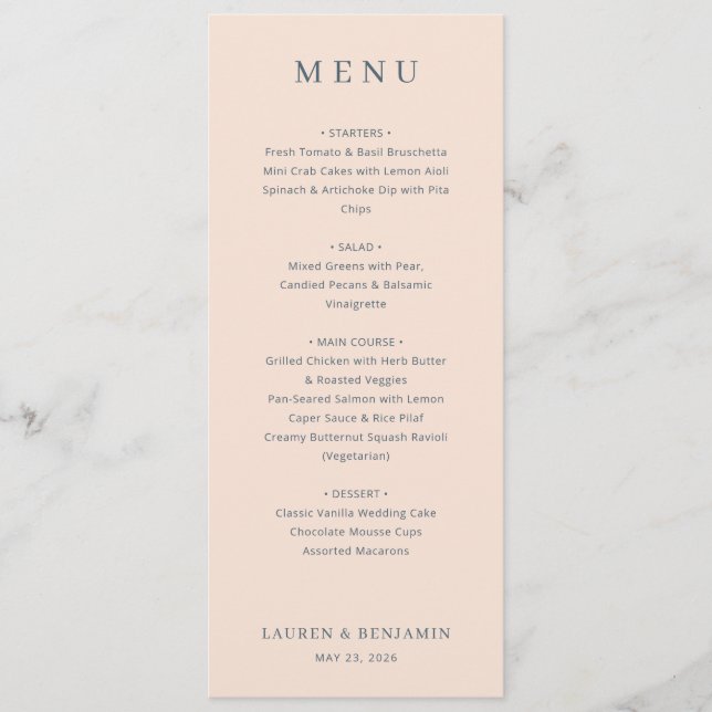 Menu Cardápio Minimalista Bege Elegante (Frente)