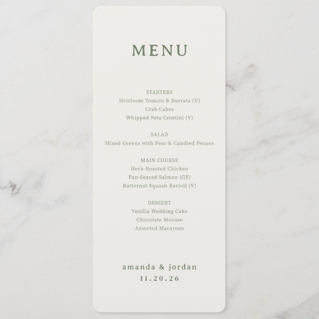Menu Cardápio Minimalista Bege Elegante (Frente)