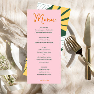 Menu Cardápio mix and match floral abstrato rosa e verd