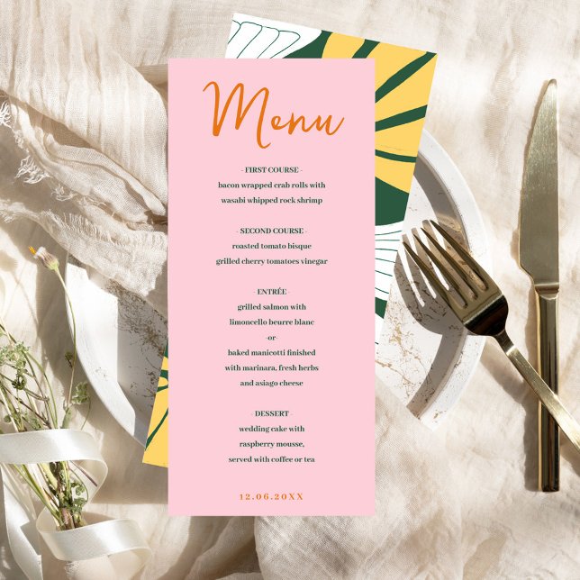 Menu Cardápio mix and match floral abstrato rosa e verd (Abstract floral pink & green mix and match menu)