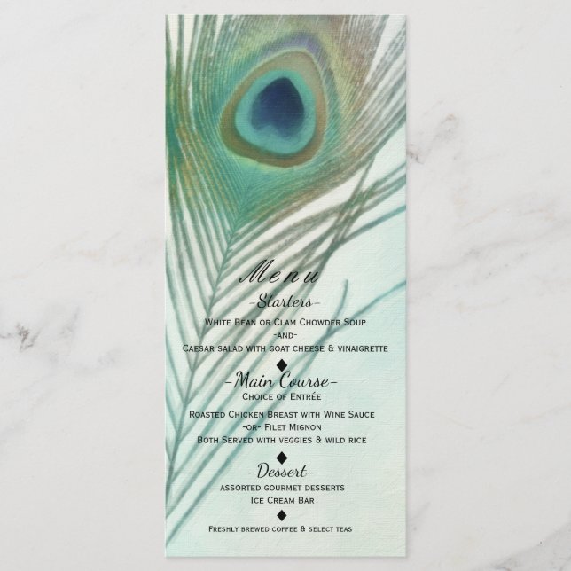 Menu Cardápio Personalizado Aquarela Boho Chic Pena de  (Frente)