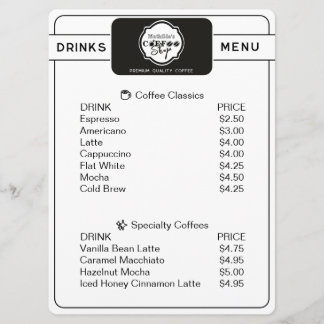 Menu Cardápio Personalizado de Bebidas de Cafeteria Pro