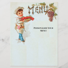 Menu Cardápio Personalizado de Jantar de Lagosta Vintag