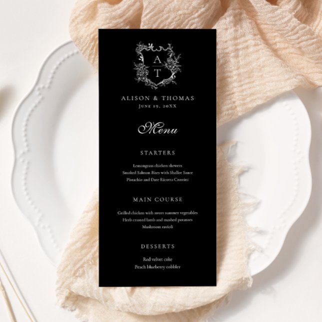 Menu Cardápio Plano de Casamento com Monograma de Crist (Criador carregado)