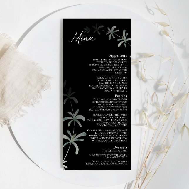 Menu Cardápio Plano de Casamento com Vegetação Moderna  (Criador carregado)