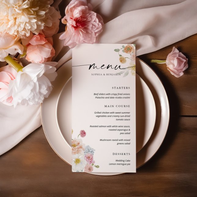 Menu Cardápio Plano de Casamento de Flores Coloridas da (Criador carregado)