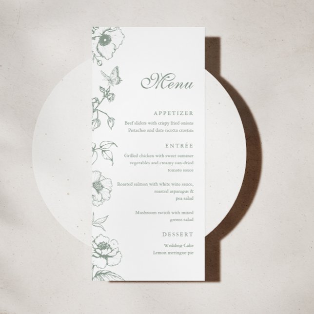 Menu Cardápio Plano de Casamento de Jardim Floral Verde (Criador carregado)