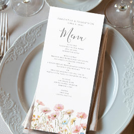 Menu Cardápio Plano de Casamento em Aquarela de Flor Si