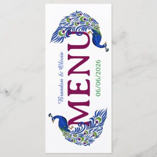 Menu Cardápio Plano de Casamento Pavão Azul Royal