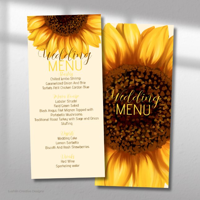 Menu Cardápio Plano de Casamento Rústico com Girassóis (Criador carregado)