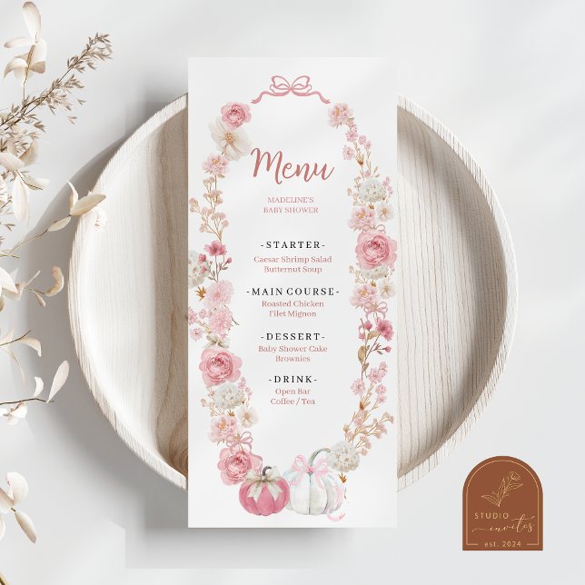 Menu Cardápio Plano de Pequena Abóbora Rosa e Branca (Criador carregado)