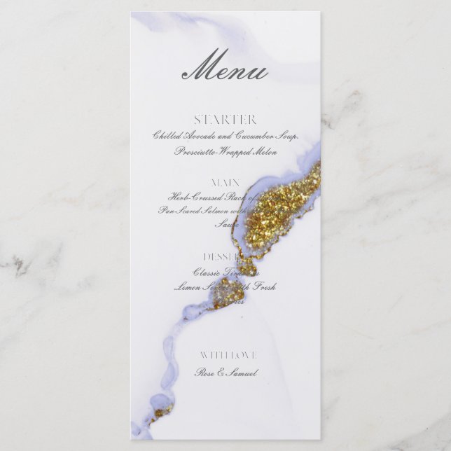Menu Cardápio Plano Glitter Dourado à Mão com Tinta Álc (Frente)