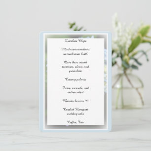 Menu Cardápio Plano para Chás de Noiva de Noivado