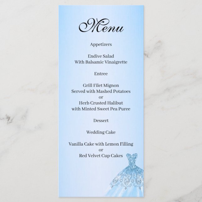 Menu Cardápio Quenceanera Azul (Frente)