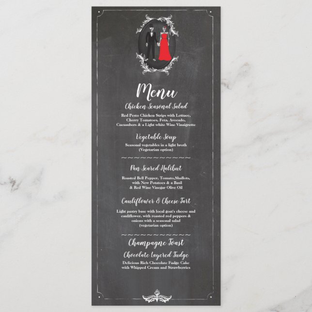 Menu Cardápio Recepção de Casamento Caveiras Esqueletos (Frente)