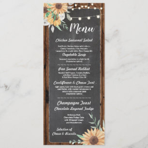 Menu Cardápio Recepção de Casamento Girassol Madeira