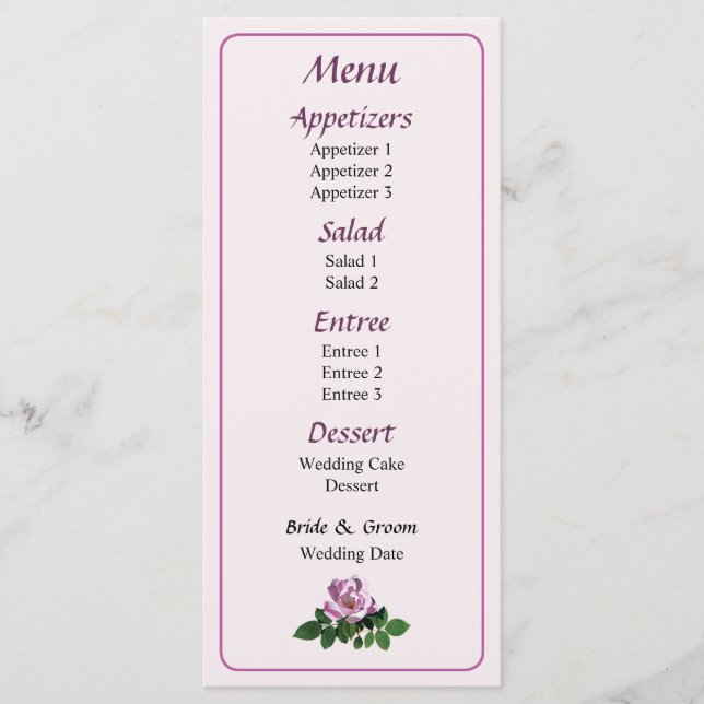 Menu Cardápio Rosa Pink Delicado... (Frente)