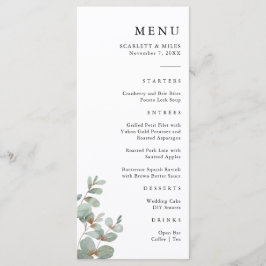 Menu Cardápio Simples de Casamento com Eucalipto