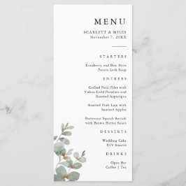 Menu Cardápio Simples de Casamento com Eucalipto