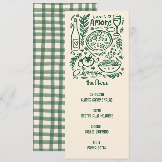Menu Cardápio That's Amore Personalizado Com Ilustraçõe (Frente/Verso)
