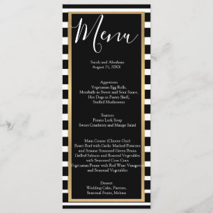 Menu Cardápios de Casamento Listrados Preto e Branco