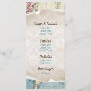 Menu Cardápios de Chá de Bebê com Mapa Antigo