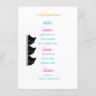 Menu Cardápios de Jantar de Rehearsal de Gato Preto | B