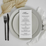 Menu carta de cardápio elegante de casamento preto e br<br><div class="desc">design preto e branco. A cor e o texto podem ser personalizados.</div>
