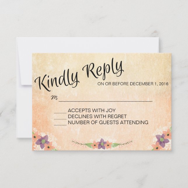 Menu Cartão de Resposta de Casamento de Cores Aquá (Frente)