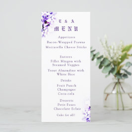Menu Carteira Católica de Casamento Violetas Elegantes