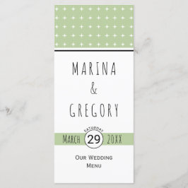 Menu Carteira de cardápio de casamento do sábio verde m